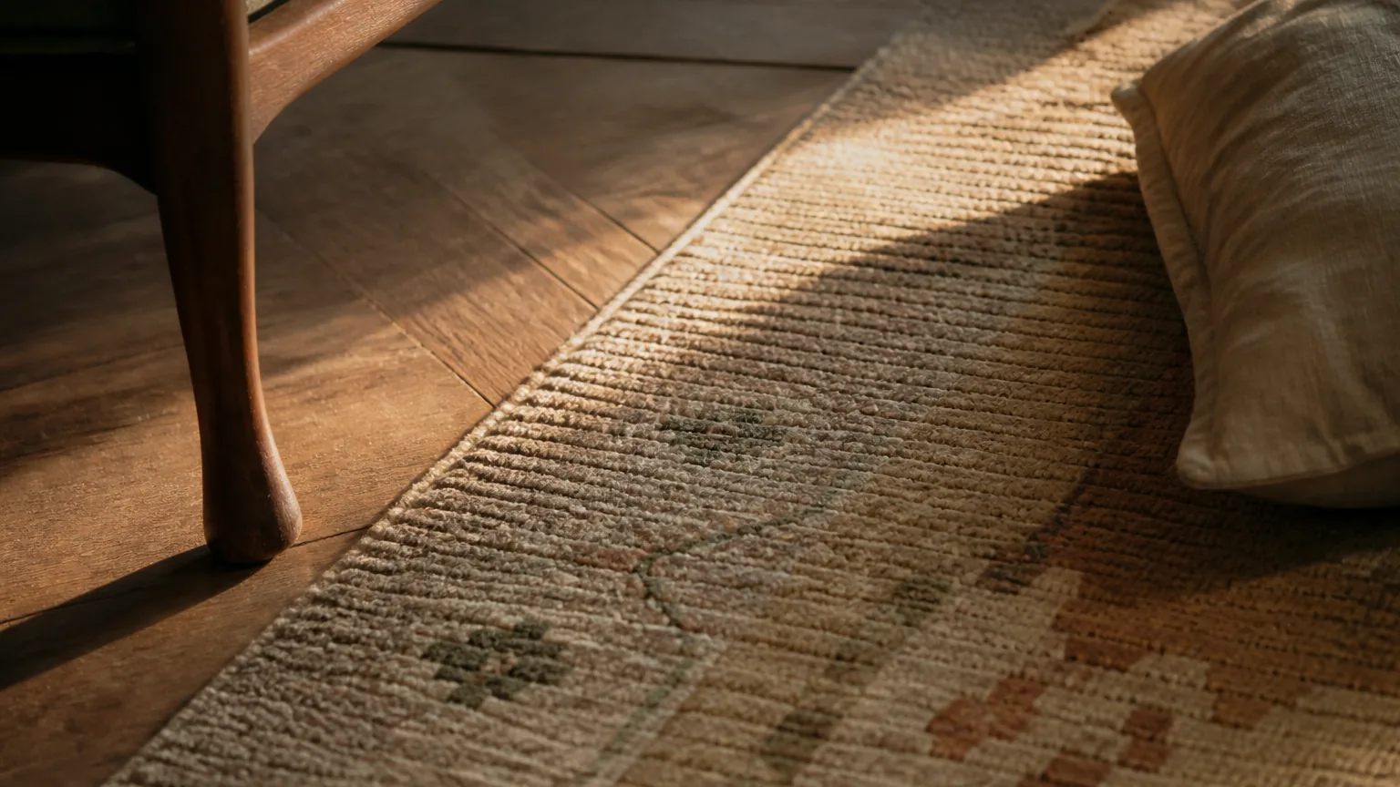 Deux tasses posées sur une table basse, dans un salon calme aux tons crème et sauge.